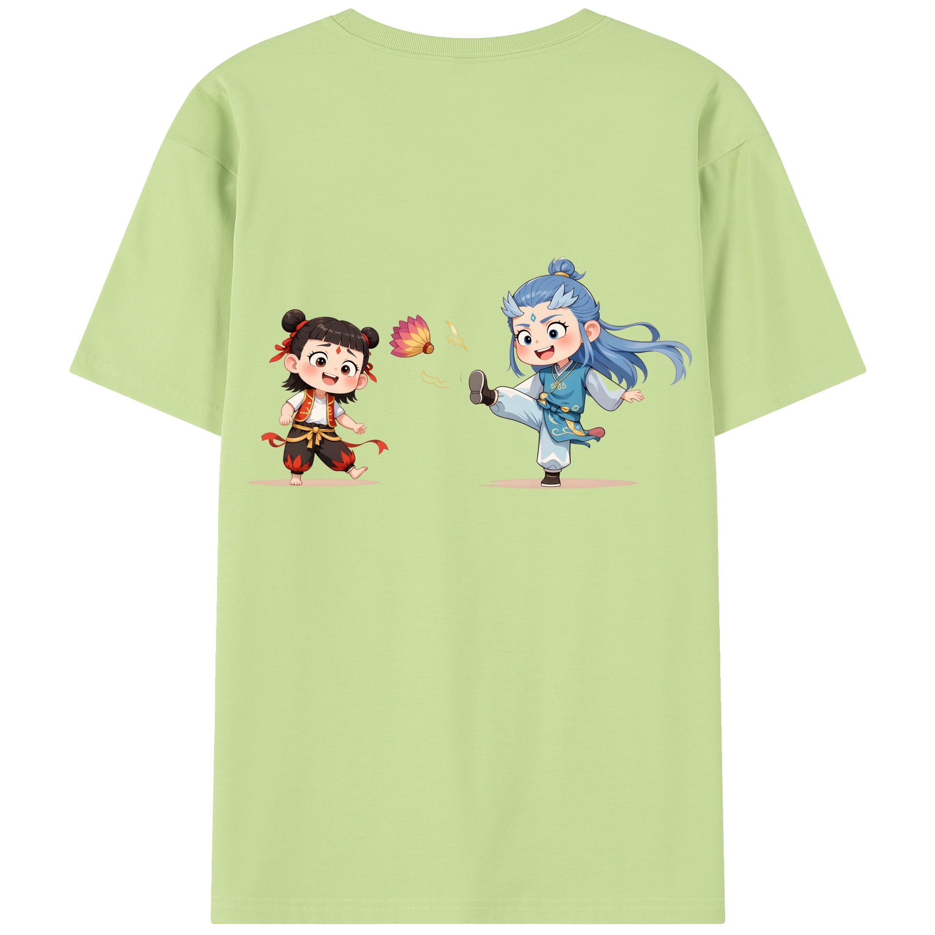 （画像用） Ne Zha 2 ナタ 魔童の大暴れ 綿100％半袖Tシャツ（背面プリント）